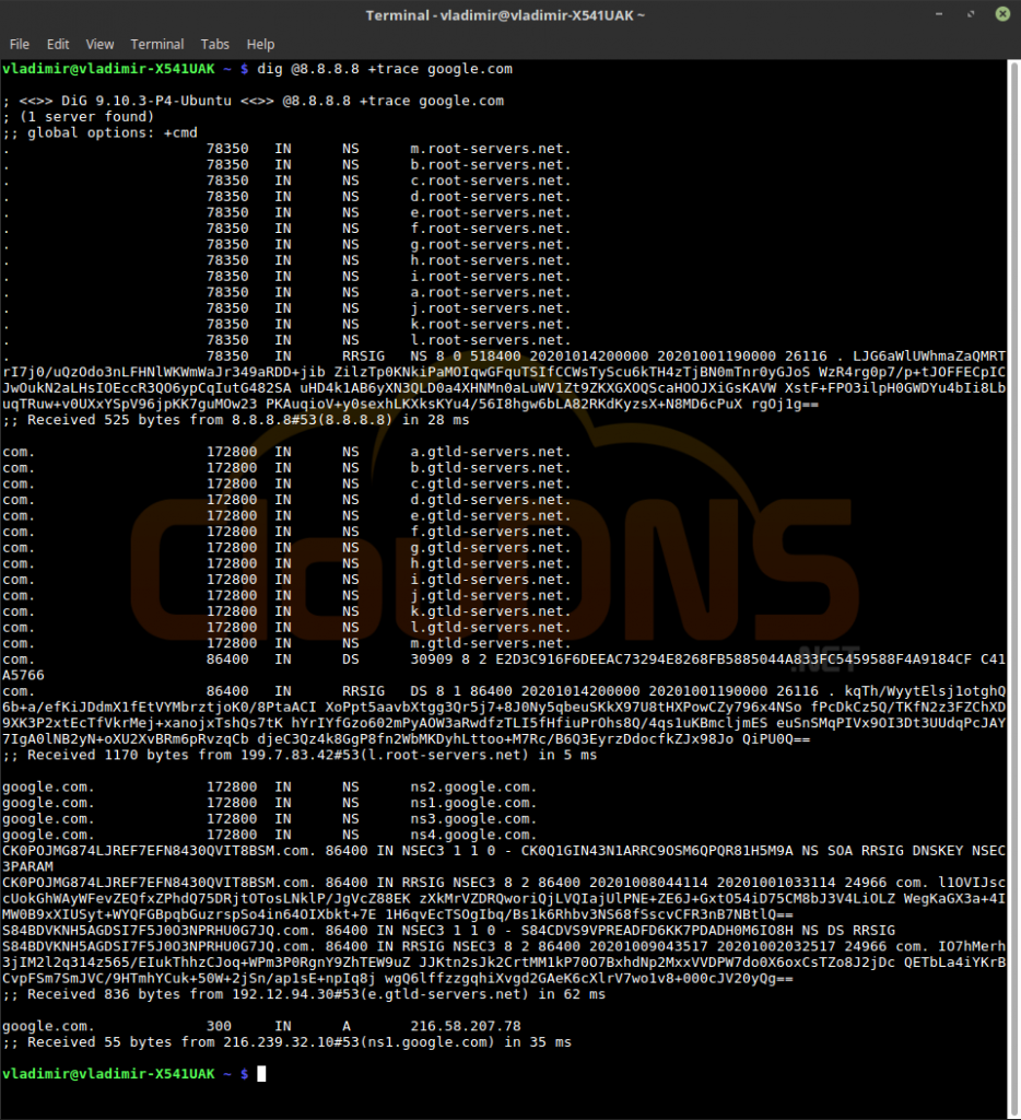 dig command trace